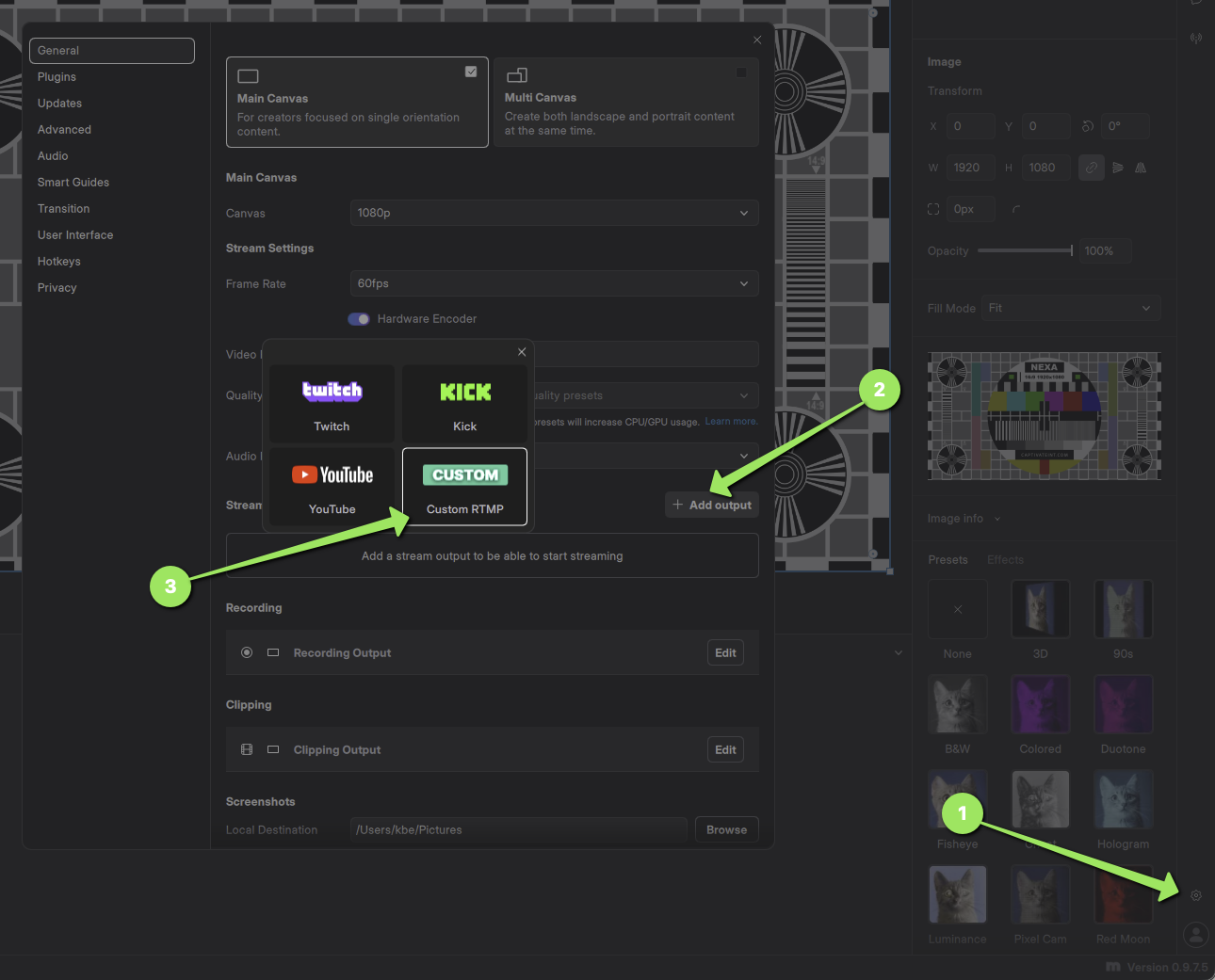 Meld Studio screenshot of Settings